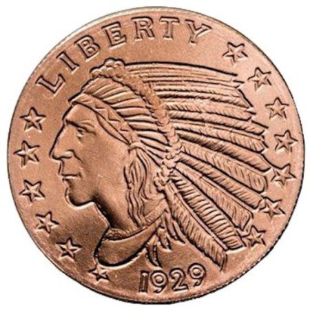 (image for) Incuse Indian .999 Pure Copper 1/4 Oz. Pin By Barter Wear