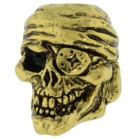 One-Eyed Jack Skull Bead in 18K Antique Gold Finish by Schmuckatelli Co.