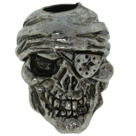 One-Eyed Jack Skull Bead in Antique Rhodium Finish by Schmuckatelli Co.