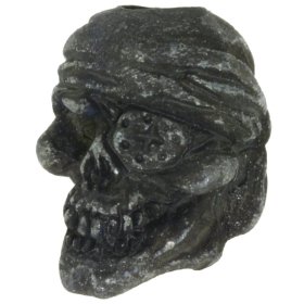 One-Eyed Jack Skull Bead in Black Oxide Finish by Schmuckatelli Co.