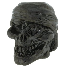 One-Eyed Jack Skull Bead in Hematite Finish by Schmuckatelli Co.
