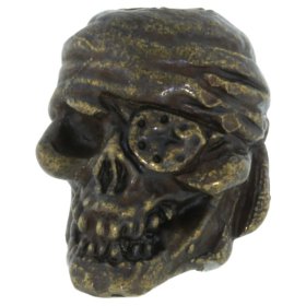 One-Eyed Jack Skull Bead in Solid Oil Rubbed Bronze by Schmuckatelli Co.