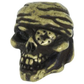 One-Eyed Jack Skull Bead in Roman Brass Oxide Finish by Schmuckatelli Co.
