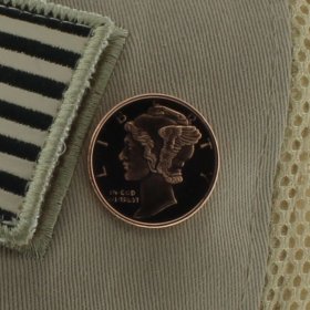 Mercury Dime Design .999 Pure Copper 1/4 Oz. Pin By Barter Wear