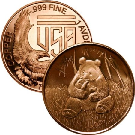 (image for) Panda (SilverTowne Mint) 1 oz .999 Pure Copper Round