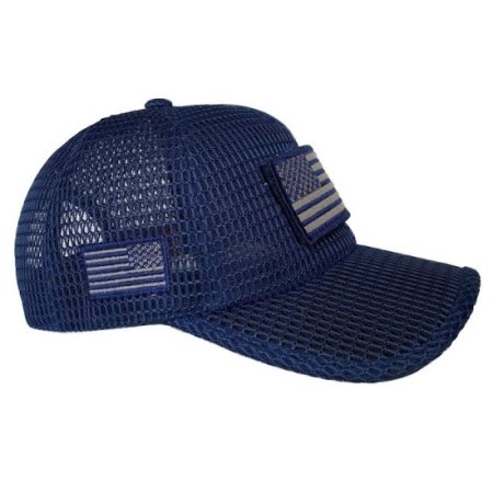 (image for) Dark Blue American Flag Patch Large Open Mesh Velcro Hat