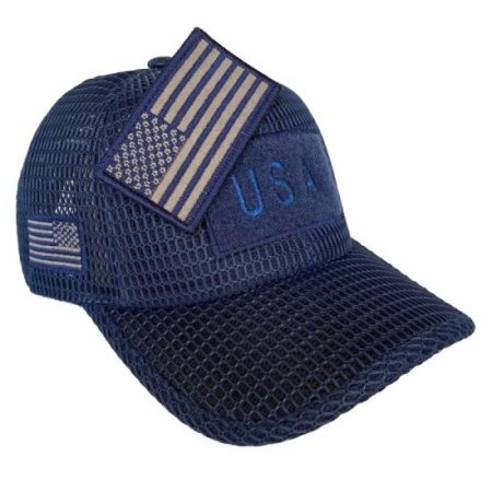 (image for) Dark Blue American Flag Patch Large Open Mesh Velcro Hat