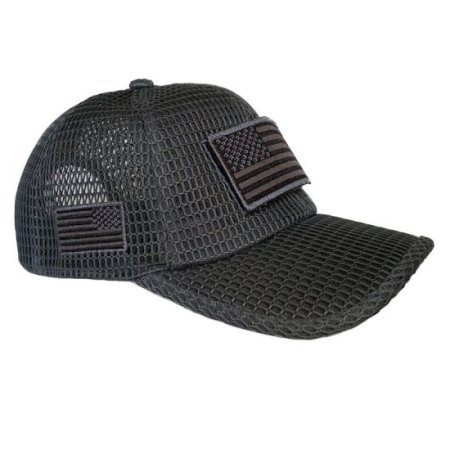 (image for) Dark Gray American Flag Patch Large Open Mesh Velcro Hat