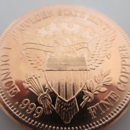 (image for) Peace Dollar Design (Golden State Mint) 1 oz .999 Pure Copper Round