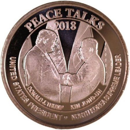 (image for) Peace Talks Hand Shake Donald Trump - Kim Jong-Un 1 oz .999 Pure Copper Round