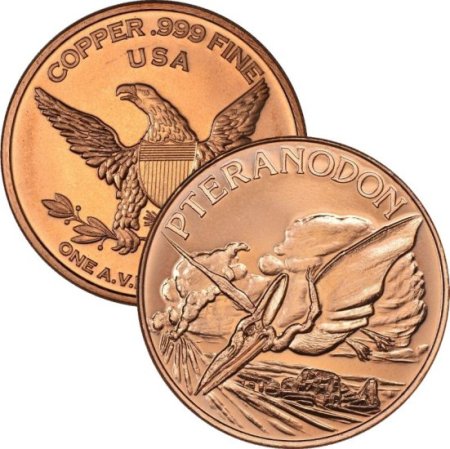 (image for) Pteranodon ~ Dinosaur 1 oz .999 Pure Copper Round