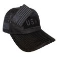 (image for) Black American Flag Patch Large Open Mesh Velcro Hat