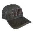 (image for) Dark Gray American Flag Patch Large Open Mesh Velcro Hat