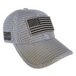 (image for) Light Gray American Flag Patch Large Open Mesh Velcro Hat