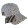 (image for) Light Gray American Flag Patch Large Open Mesh Velcro Hat