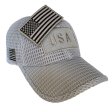 (image for) Light Gray American Flag Patch Large Open Mesh Velcro Hat