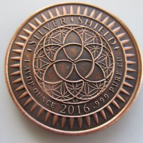 Peace Comes From Within 1 oz .999 Pure Copper Round (2016 Silver Shield) (Black Patina)