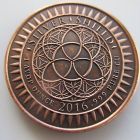 Peace Comes From Within 1 oz .999 Pure Copper Round (2016 Silver Shield) (Black Patina)