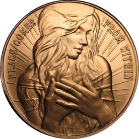 Peace Comes From Within 1 oz .999 Pure Copper Round (2017 Silver Shield)
