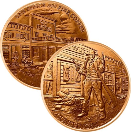 (image for) Gunslinger ~ Prospector Series 1 oz .999 Pure Copper Round