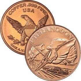 Pteranodon ~ Dinosaur 1 oz .999 Pure Copper Round