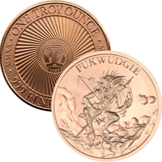 (image for) Pukwudgie 1 oz .999 Pure Copper Round