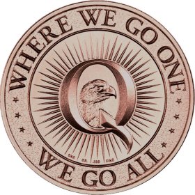 Q ~ Where We Go One, We Go All 1 oz .999 Pure Copper Round (Intaglio Mint)