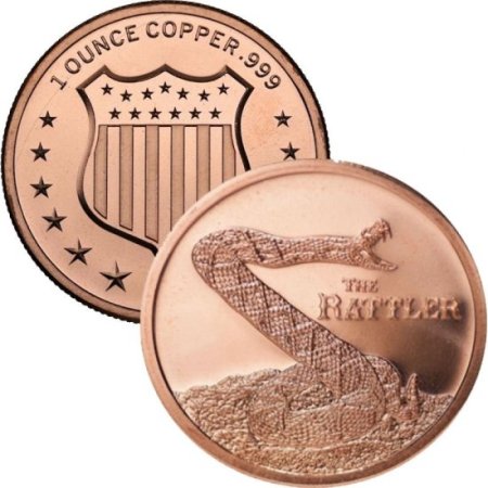 (image for) The Rattler 1 oz .999 Pure Copper Round