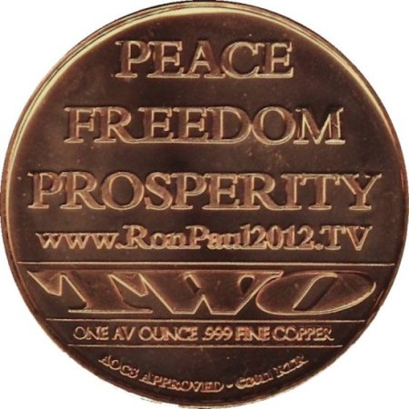 (image for) Ron Paul (AOCS) (2011) 1 oz .999 Pure Copper Round