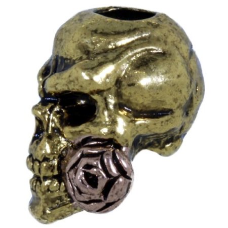 (image for) Rose Skull Bead in Antique 18K Gold/Antique Rose Gold Finish by Schmuckatelli Co.