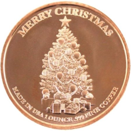 (image for) Rudolph ~ Merry Christmas (Tree Back Design Series) 1 oz .999 Pure Copper Round