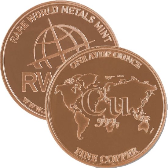 (image for) Rare World Metals - RWMM 1 oz .999 Pure Copper Round