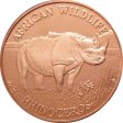 (image for) African Wildlife Rhinoceros 1 oz .999 Pure Copper Round