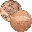 (image for) African Wildlife Rhinoceros 1 oz .999 Pure Copper Round