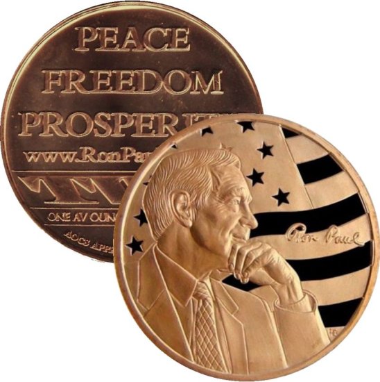 (image for) Ron Paul (AOCS) (2011) 1 oz .999 Pure Copper Round