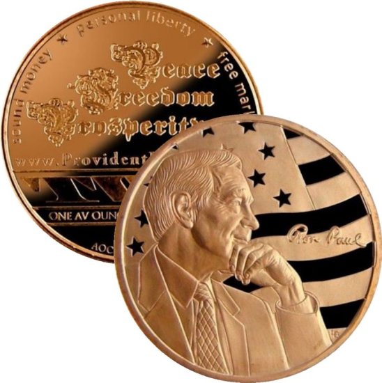 (image for) Ron Paul (AOCS) (2012 Provident Metals) 1 oz .999 Pure Copper Round