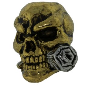 Rose Skull Bead in Antique 18K Gold/ Rhodium Finish by Schmuckatelli Co.