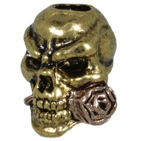 Rose Skull Bead in Antique 18K Gold/Antique Rose Gold Finish by Schmuckatelli Co.