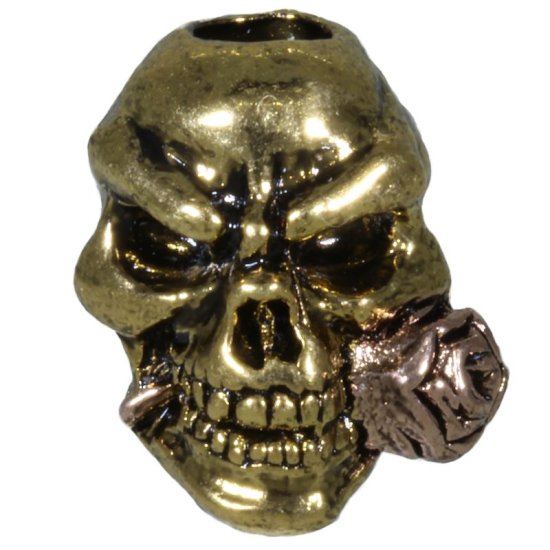 (image for) Rose Skull Bead in Antique 18K Gold/Antique Rose Gold Finish by Schmuckatelli Co.