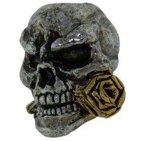 Rose Skull Bead in Rhodium/Antique 18K Gold Finish by Schmuckatelli Co.