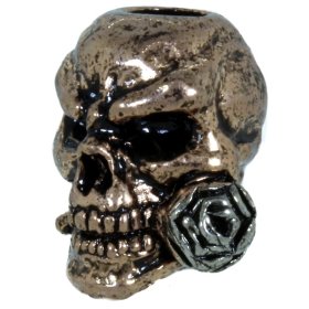 Rose Skull Bead in Antique Rose Gold/Antique Rhodium Finish by Schmuckatelli Co.