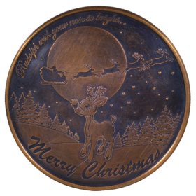 Rudolph The Red Nosed Reindeer (Wreath Back Design Series) 1 oz .999 Pure Copper Round (Black Patina)