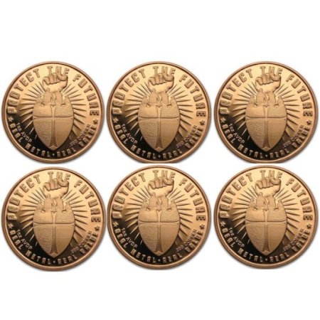 (image for) Complete Set of (6) Safety In Numbers 1 oz .999 Pure Copper Rounds