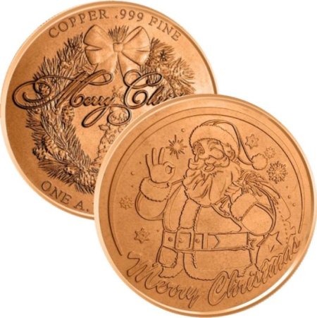 (image for) Santa Claus (Wreath Back Design Series) 1 oz .999 Pure Copper Round