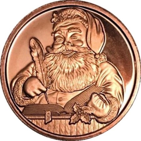 (image for) Santa Making His List (Sunshine Mint) 1 oz .999 Pure Copper Rounds