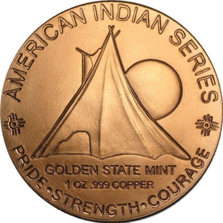 (image for) Sitting Bull 1 oz .999 Pure Copper Round (Golden State Mint)