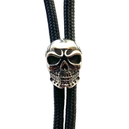 (image for) Skull Lanyard Paracord/Leather Bead in SUS304 Stainless Steel (2 Pack)