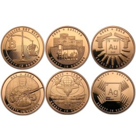 Complete Set of (6) Safety In Numbers 1 oz .999 Pure Copper Rounds