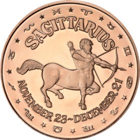 Sagittarius ~ Zodiac Sign Series 1 oz .999 Pure Copper Round