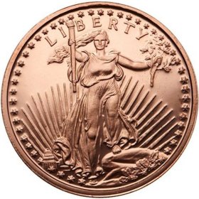 Saint Gaudens Design (Shield Back ~ 2011) 1 oz .999 Pure Copper Round